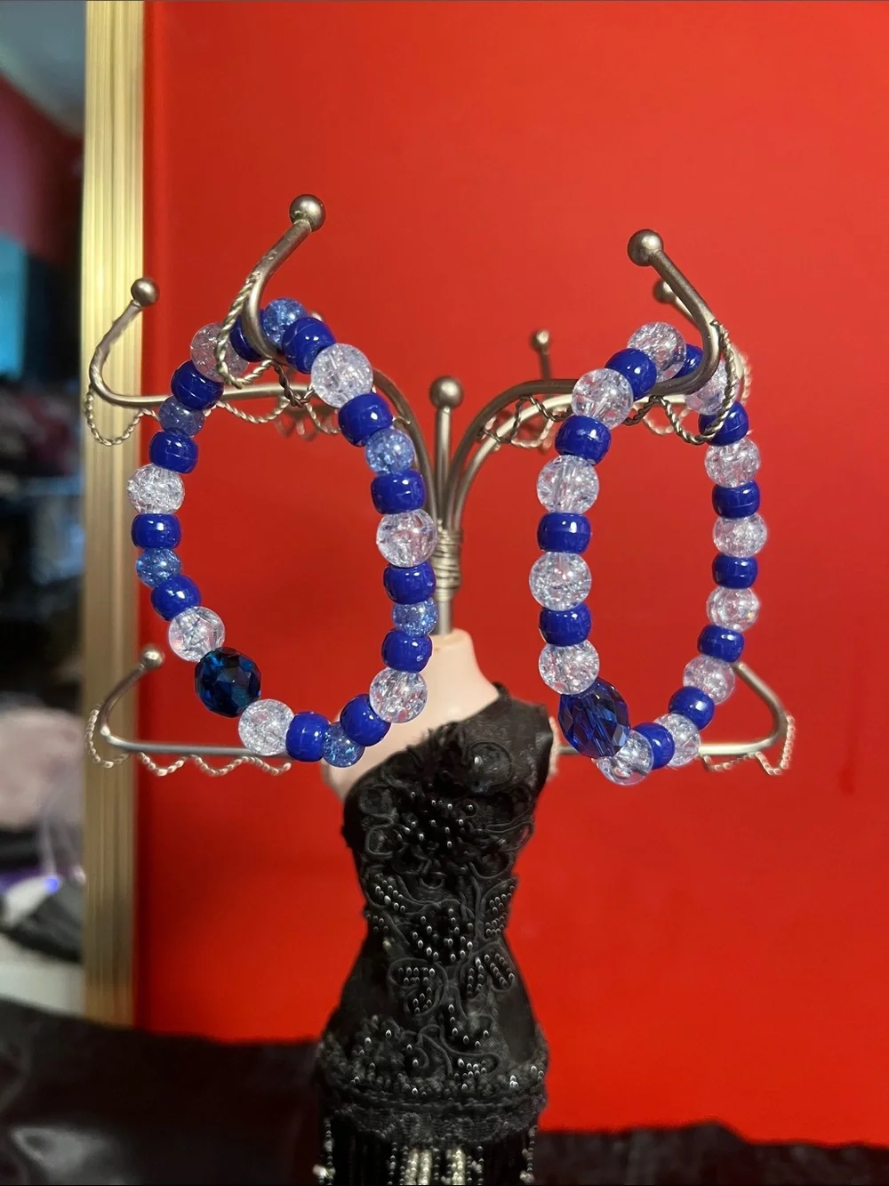Setof 2  blue beaded bracelets homemade